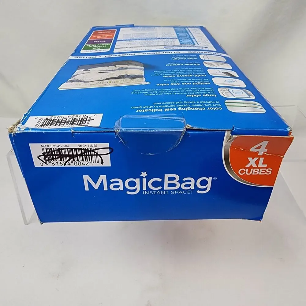 MagicBag Instant Space! 4 Pack X-LARGE CUBES For Storing Comforters & Pillows